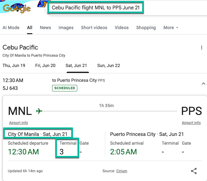 Palawan Flights - Check NAIA airport Terminal